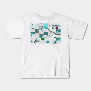 Geomtric Abstract in Tiled Marbled Paper Kids T-Shirt